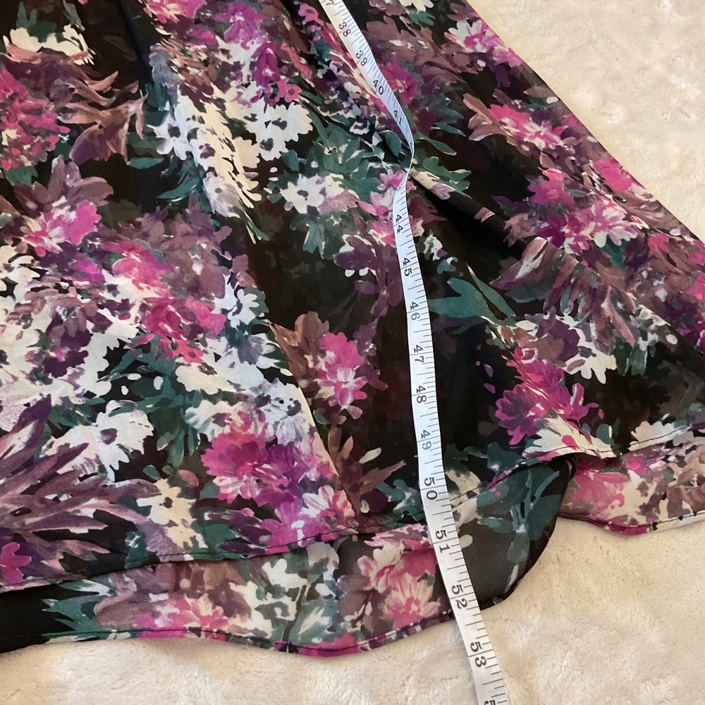 Taylor Floral Maxi Dress Purple Black Flutter Sleeve Smocked Waist Size 12 NEW - Picture 14 of 14